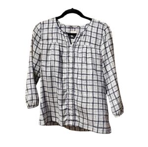 J. Crew Plaid Striped Silky‎ Pullover Blouse Size XS